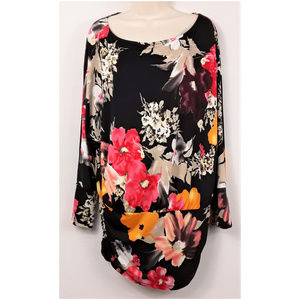 Boston Proper Floral Scoop Neck Size Large Blouse